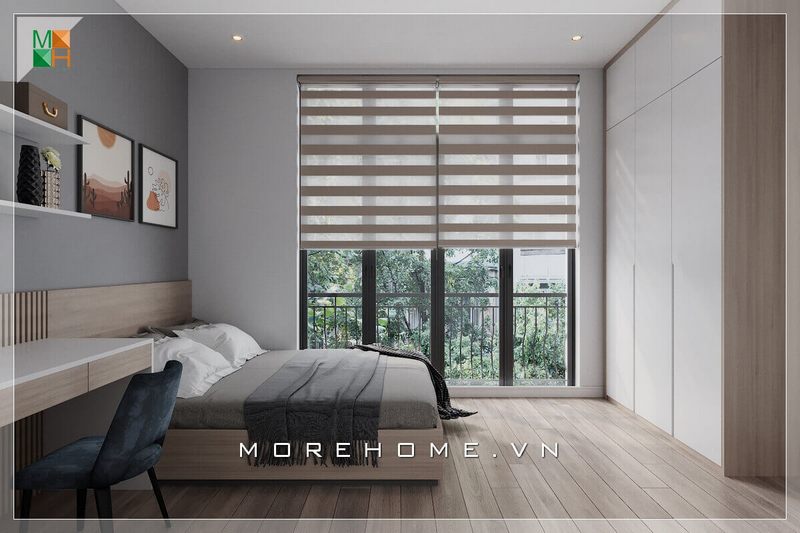 Mẫu sàn lát gỗ tự nhiên rất gần gũi với thiên nhiên và tăng độ tiện nghi cho căn phòng ngủ hiện đại.