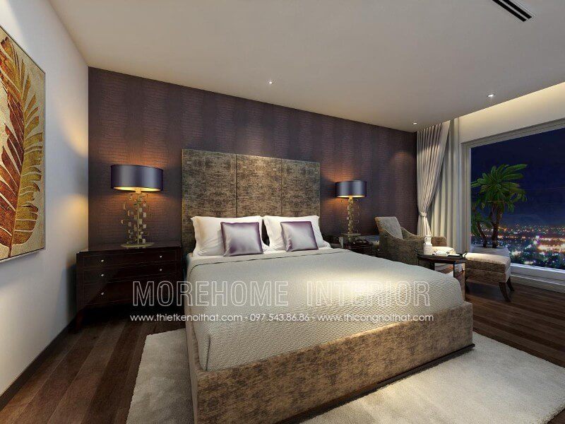 Mẫu giường ngủ bọc nỉ hiện đại đẹp được hoàn thiện bởi Morehome giường gỗ tự nhiên