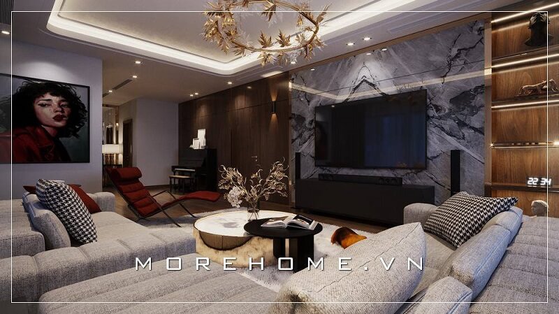 Phòng khách nơi đón tiếp bạn bè, người thân của gia chủ nên luôn được quan tâm chú trọng phần thiết kế nội thất hiện đại để nâng tầm vẻ đẹp không gian sống gia đình bạn