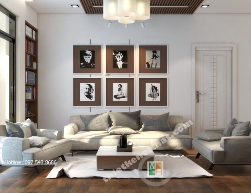 Tô điểm phòng khách chung cư ấn tượng với bộ sofa bọc vải khung gỗ tự nhiên cao cấp