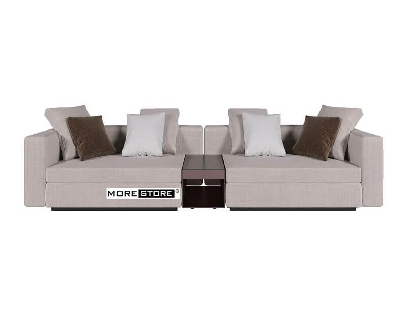 Mẫu sofa bọc da cao cấp màu be với kiểu dáng đơn giản phù hợp với không gian phòng khách chung cư, nhà phố